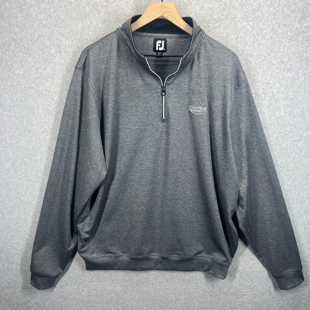 FootJoy 1/4 Zip Pullover Mens XL Gray Hilton Head National Golf EUC